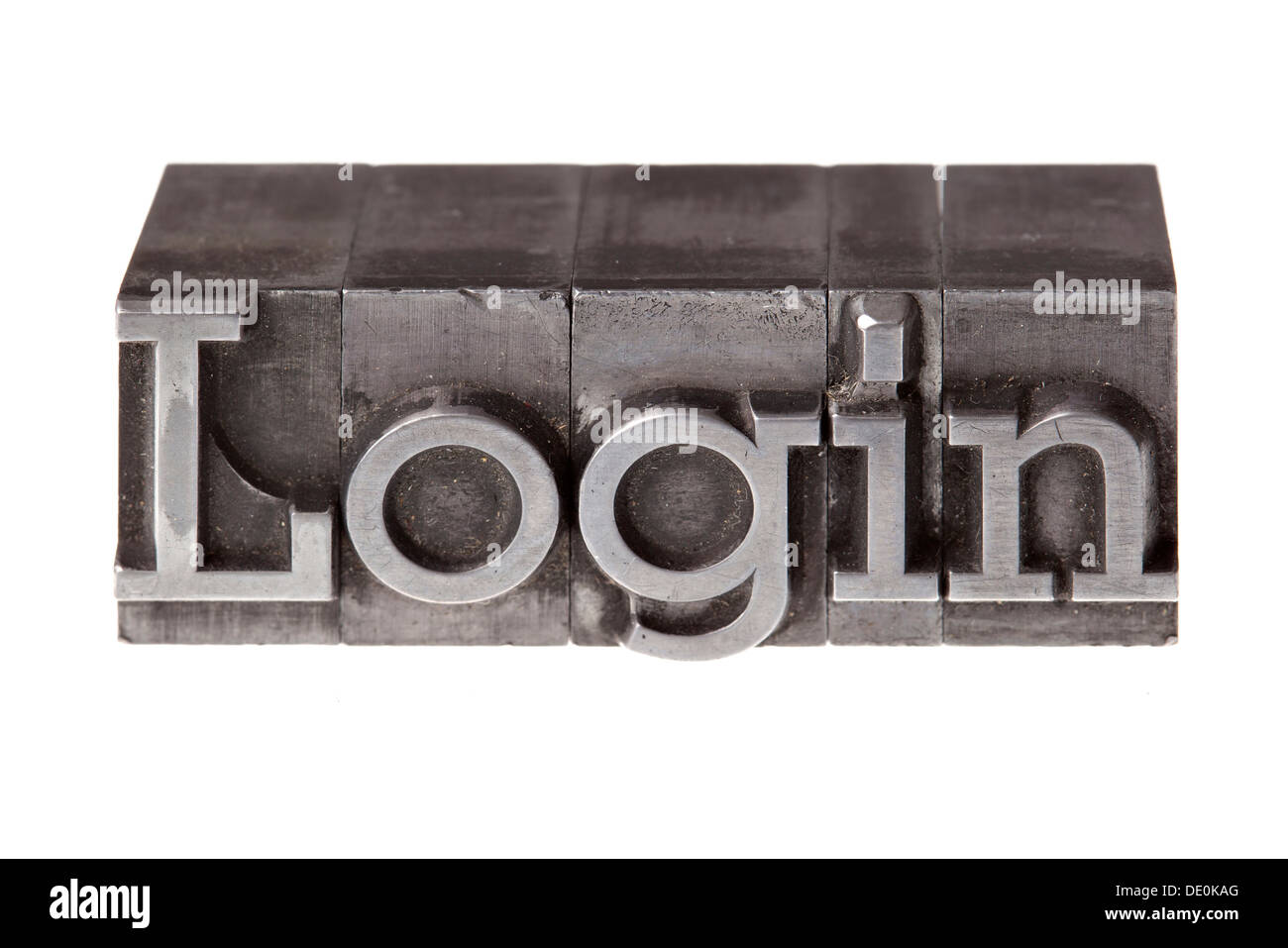 Antiguas letras de plomo que forman el término 'Login' Foto de stock