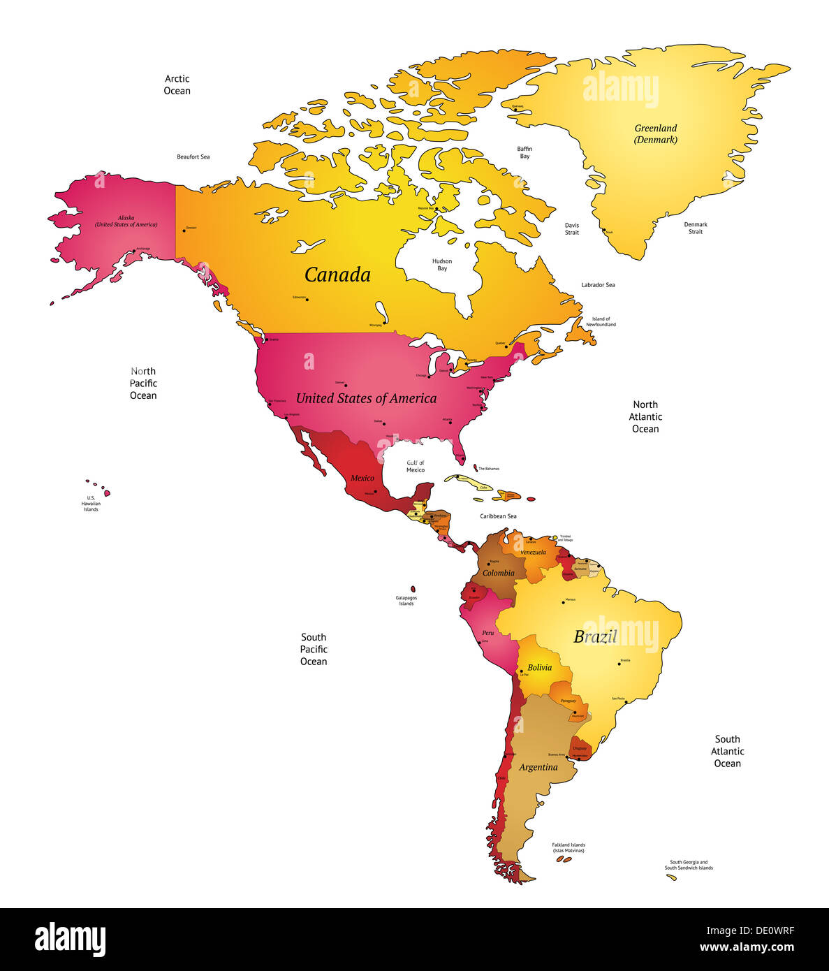 Mapa De América Del Norte Y América Latina Fotografía De Stock Alamy