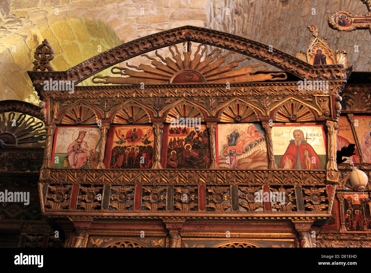 Chipre, Kiti, iglesia bizantina de Panagia Angelokistos, parte del altar, dentro Foto de stock