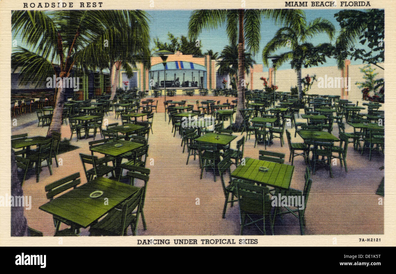Descanso en el camino, Miami Beach, Florida, USA, 1937. Artista: Desconocido Foto de stock