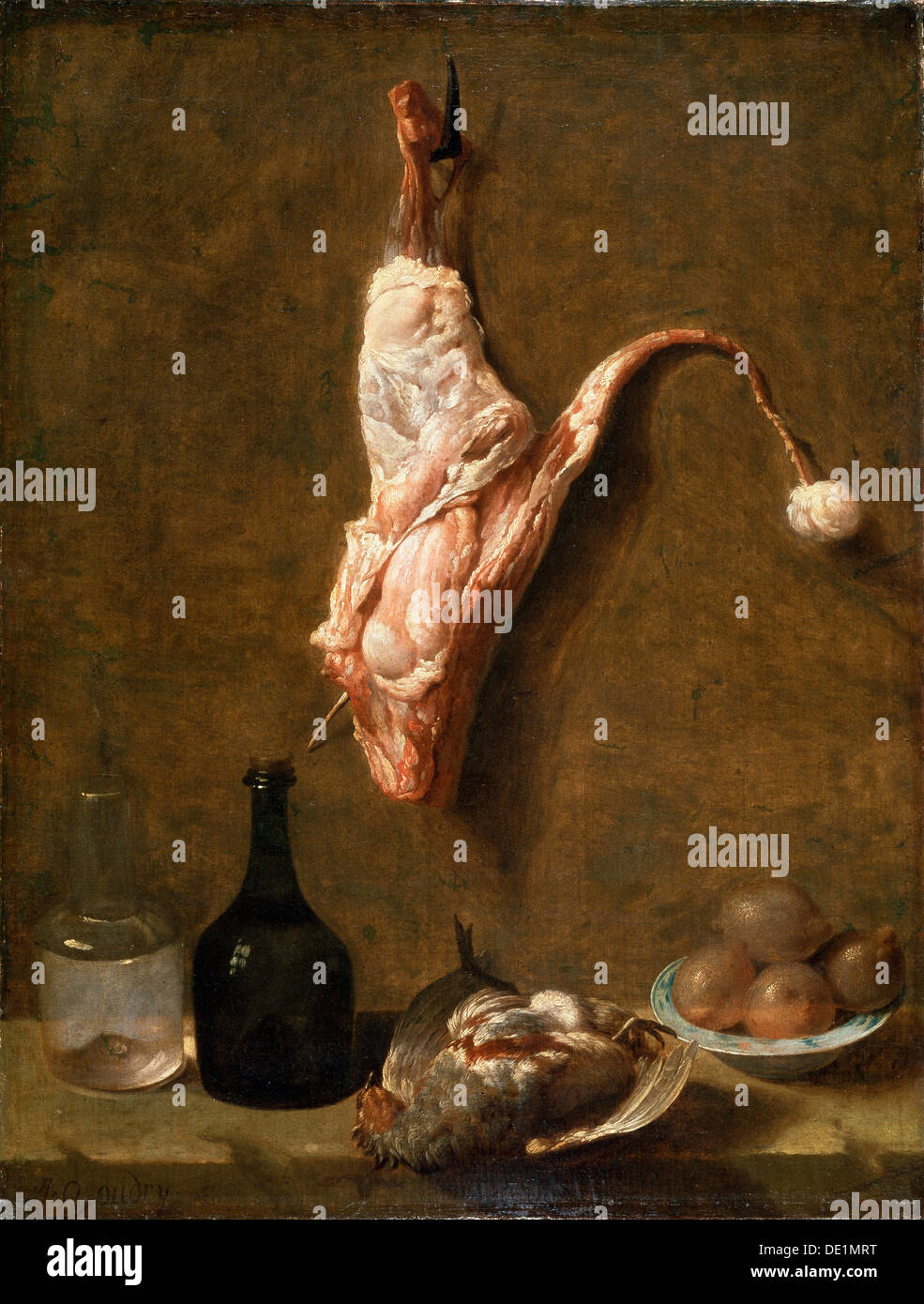 'Still life con una pierna de ternera', pintura francesa del siglo XVIII. Artista: Jean-Baptiste Oudry Foto de stock