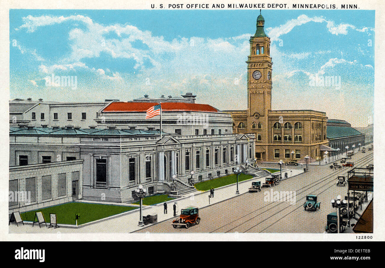 US Post Office Depot Carretera y Milwaukee, Minneapolis, Minnesota, .,  1928. Artista: Desconocido Fotografía de stock - Alamy
