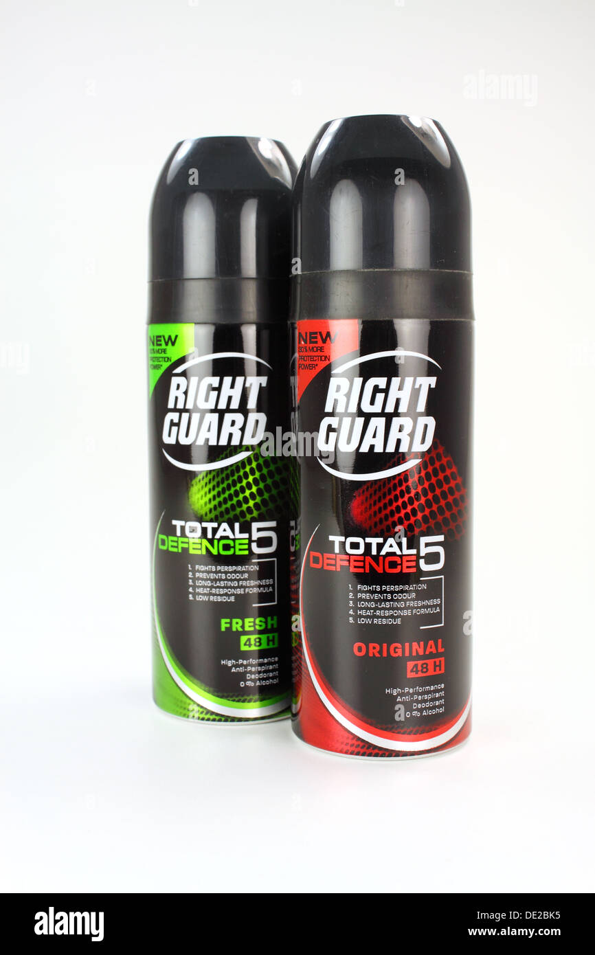 "El guardia derecho' marca de desodorantes en aerosol Foto de stock