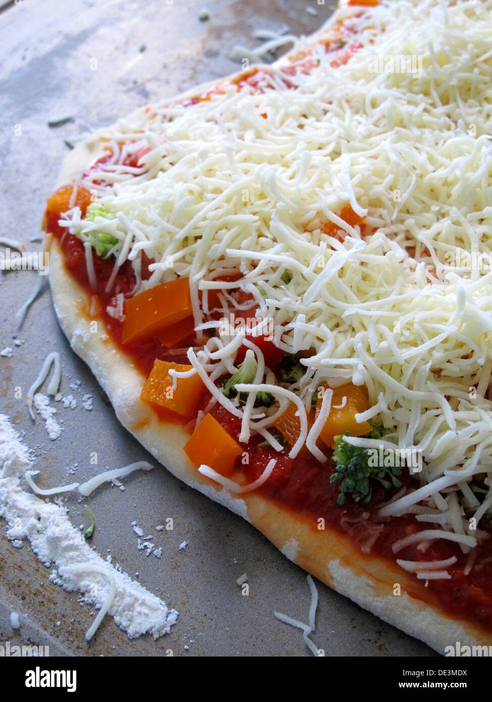 Imagen detallada de pizza casera Foto de stock