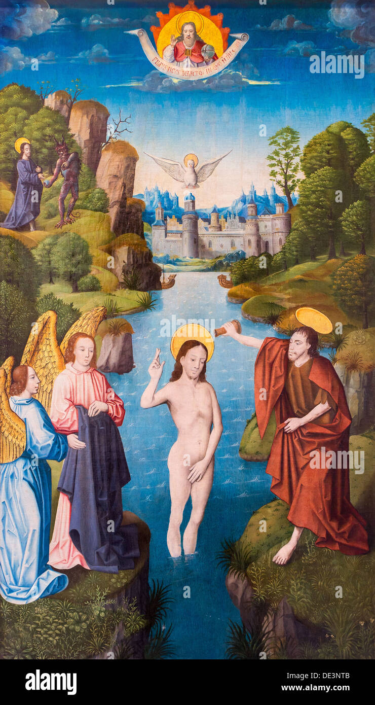Siglo XVI: El bautismo de Cristo, alrededor de 1500 - Maestro del monograma A.H. Philippe Sauvan-Magnet / Museo Activo Foto de stock