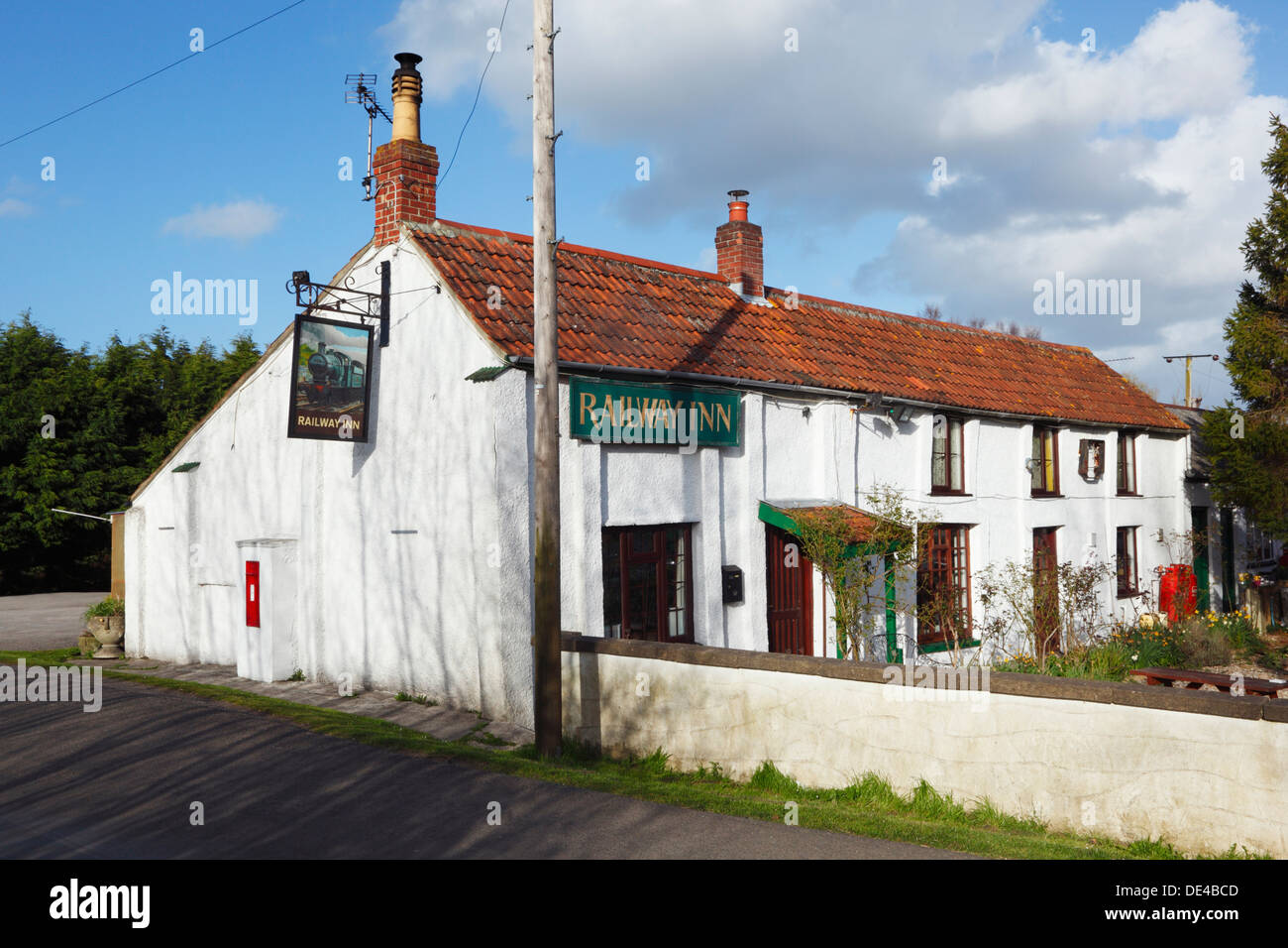 El Inn at Ashcott Ferrocarril esquina. Somerset. Inglaterra. En el Reino Unido. Foto de stock