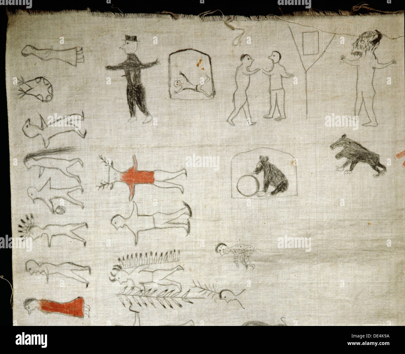 Detalle de un "recuento de invierno', un calendario pictográfica de llanuras de historia de la India. Foto de stock