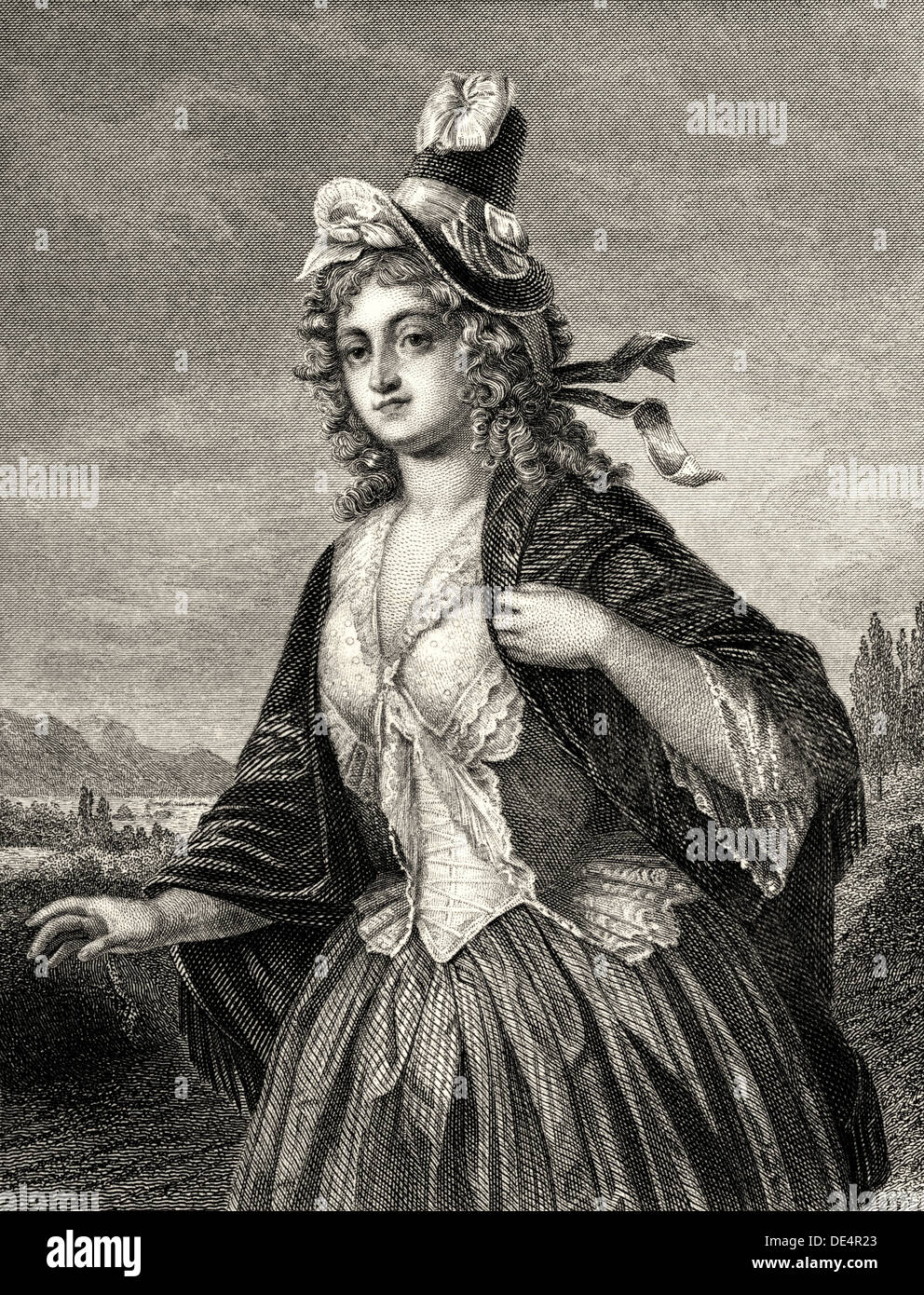 Schiller's esposa Charlotte, née Lengefeld, ilustración histórica, die Ehefrau von Johann Christoph Friedrich von Schiller, 1759 - 1805, ein deutschsp Foto de stock