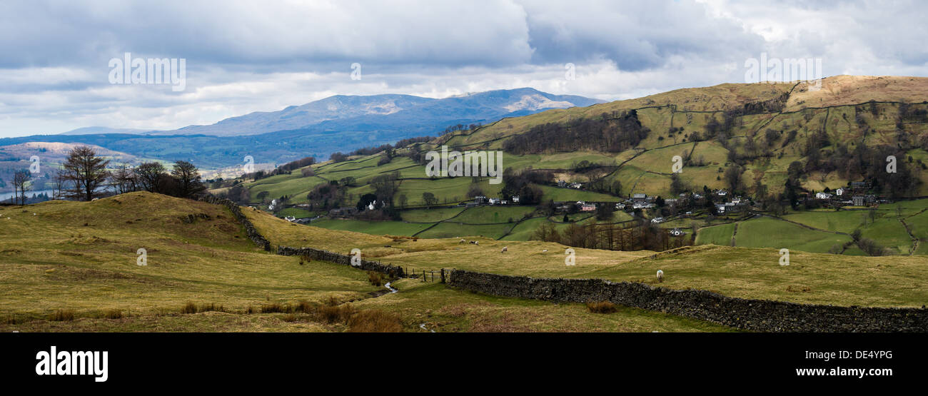 Panorama del valle de Troutbeck Foto de stock