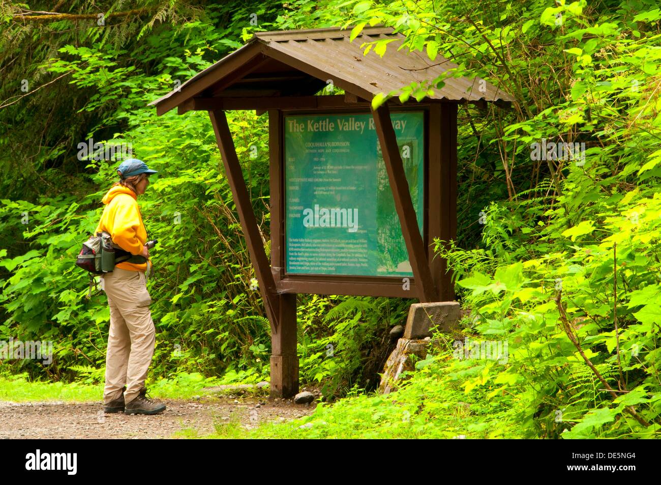 Information board, Coquihalla Canyon Parque Provincial de Columbia Británica, Canadá Foto de stock