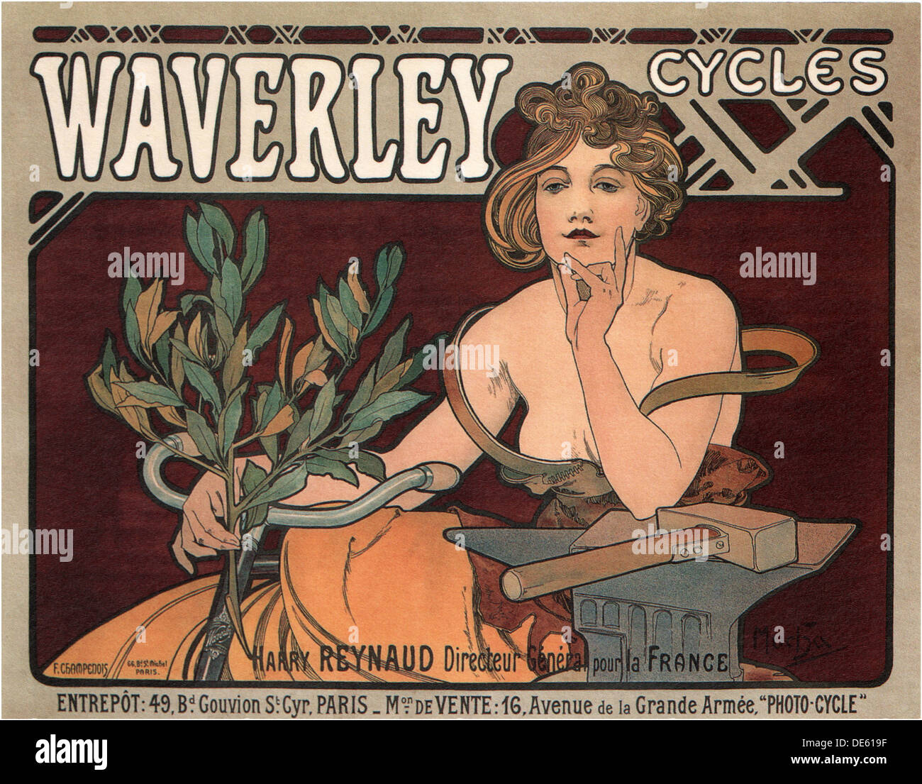 Waverley ciclos, 1896. Artista: Mucha, Alfons Marie (1860-1939) Foto de stock