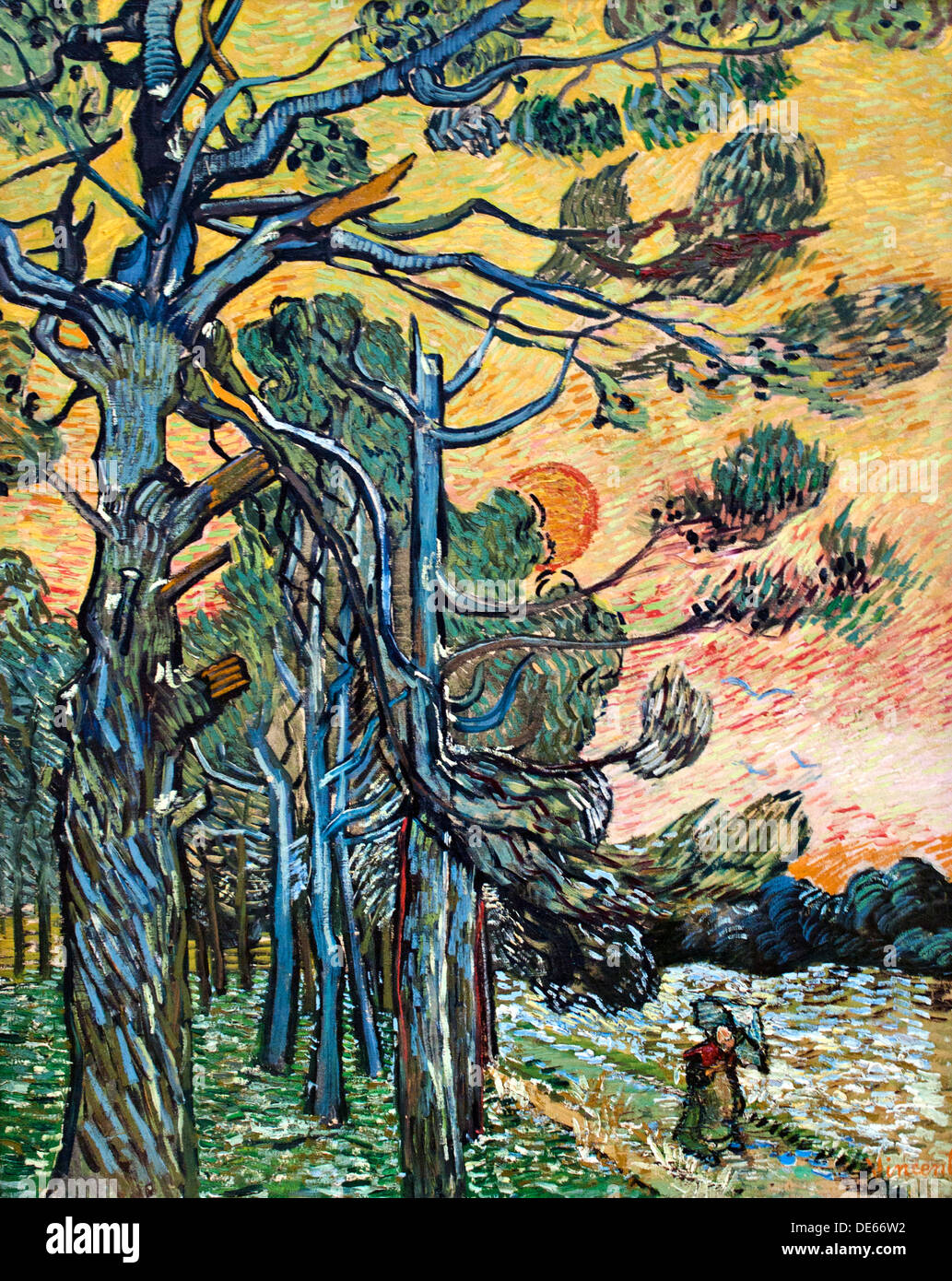 Los pinos al atardecer Saint Remy 1889 Vincent van Gogh 1853 - 1890 Holanda Holandesa Foto de stock