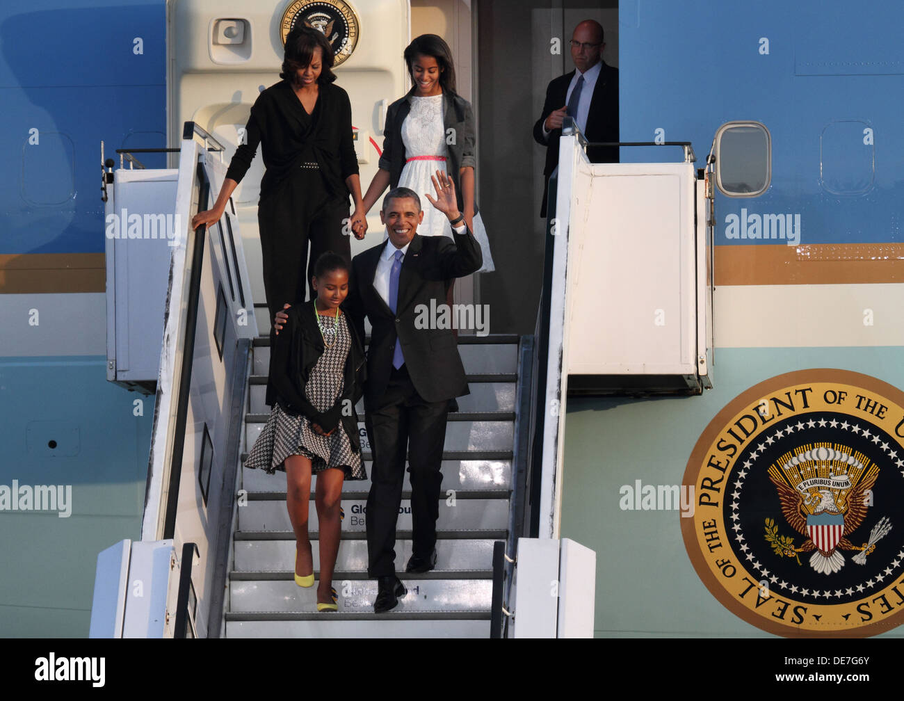Berlín, Alemania, la llegada del presidente estadounidense Barack Obama en Berlín. Foto de stock