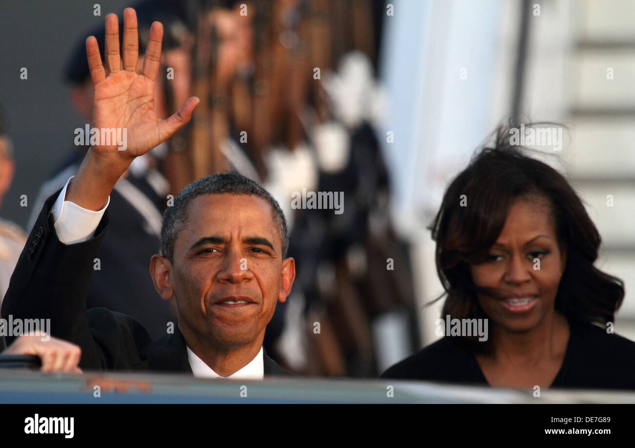 Berlín, Alemania, la llegada del presidente estadounidense Barack Obama en Berlín. Foto de stock