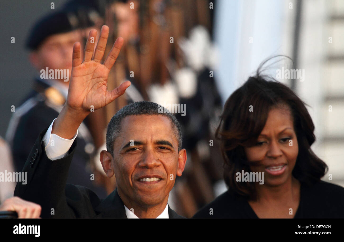 Berlín, Alemania, la llegada del presidente estadounidense Barack Obama en Berlín. Foto de stock