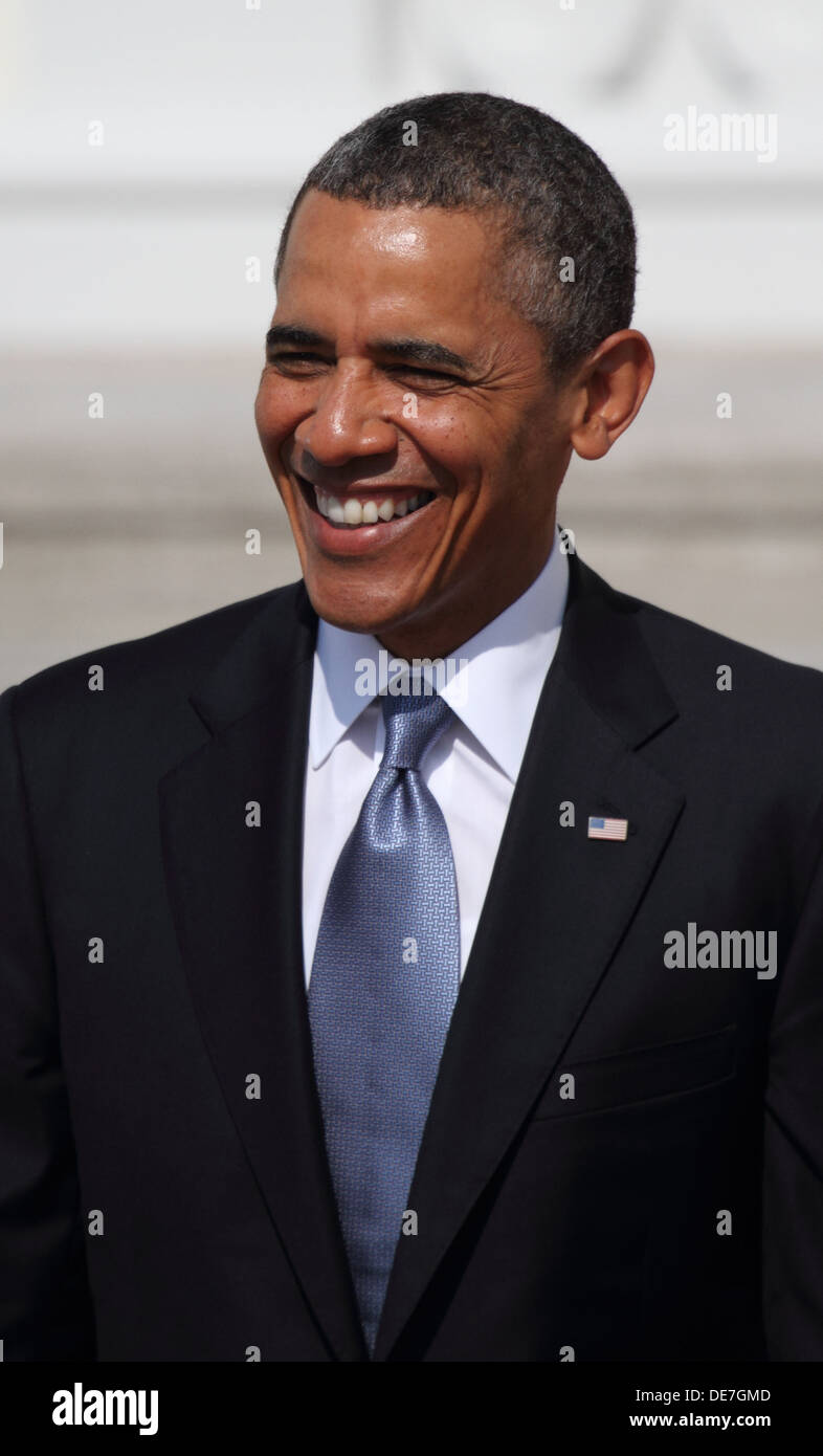 Berlín, Alemania, el presidente estadounidense Barack Obama en el Palacio Bellevue Foto de stock