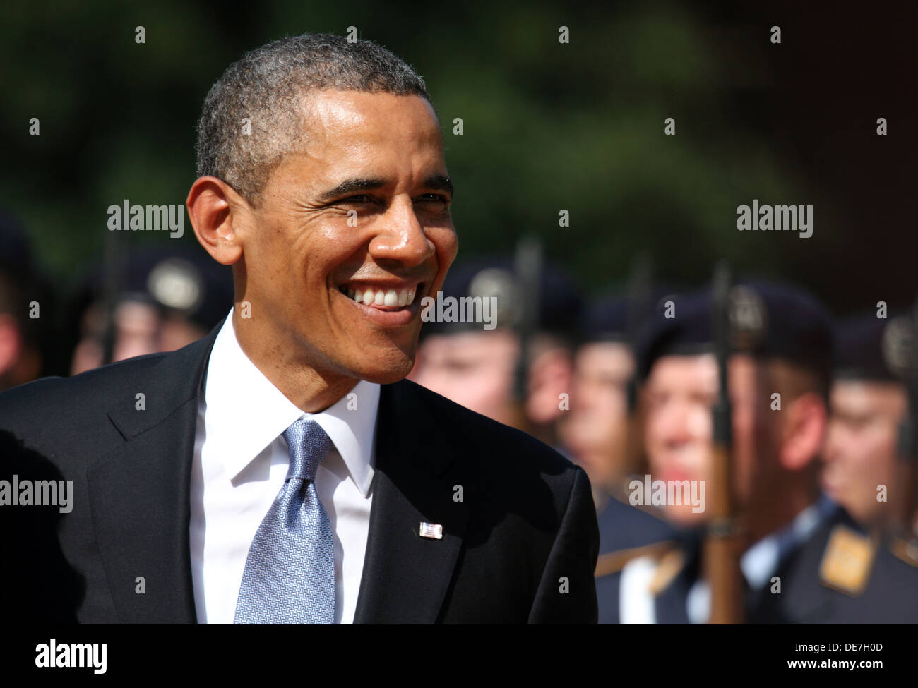 Berlín, Alemania, el presidente estadounidense Barack Obama en el Palacio Bellevue Foto de stock