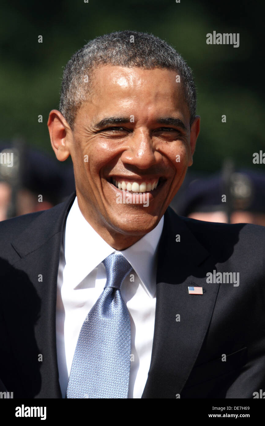 Berlín, Alemania, el presidente estadounidense Barack Obama en el Palacio Bellevue Foto de stock