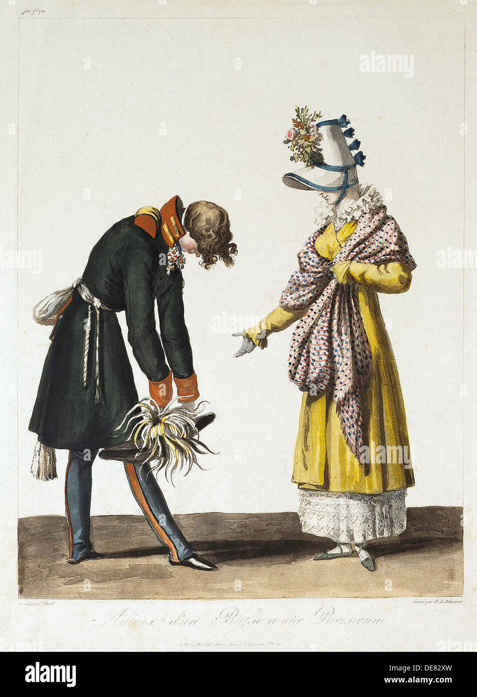 Partiendo de un oficial ruso con una mujer parisina, 1816. Foto de stock