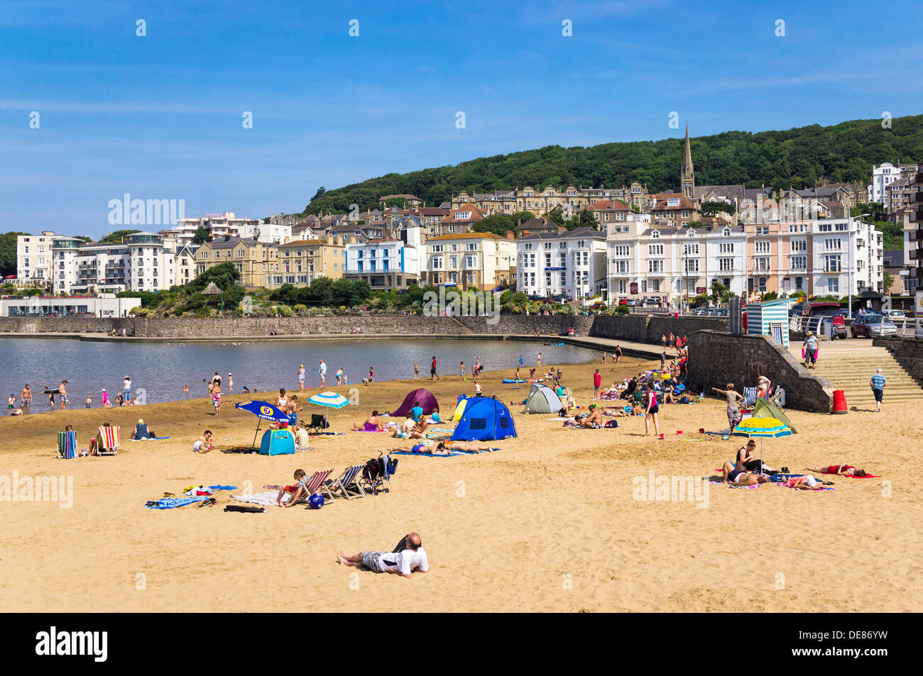 Playa de lago marino en Weston-Super-Mare, Somerset, Reino Unido Foto de stock