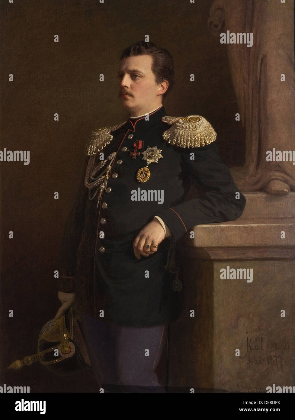 Retrato del Gran Duque Vladimir Alexandrovich de Rusia (1847-1909), de 1880. Artista: Kramskoi, Ivan Nikolayevich (1837-1887) Foto de stock