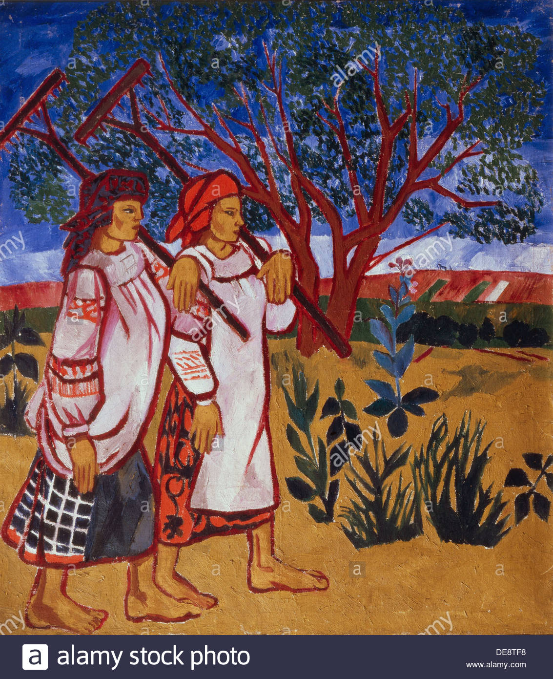 Resultat d'imatges de natalia goncharova las mujeres con rastrillo