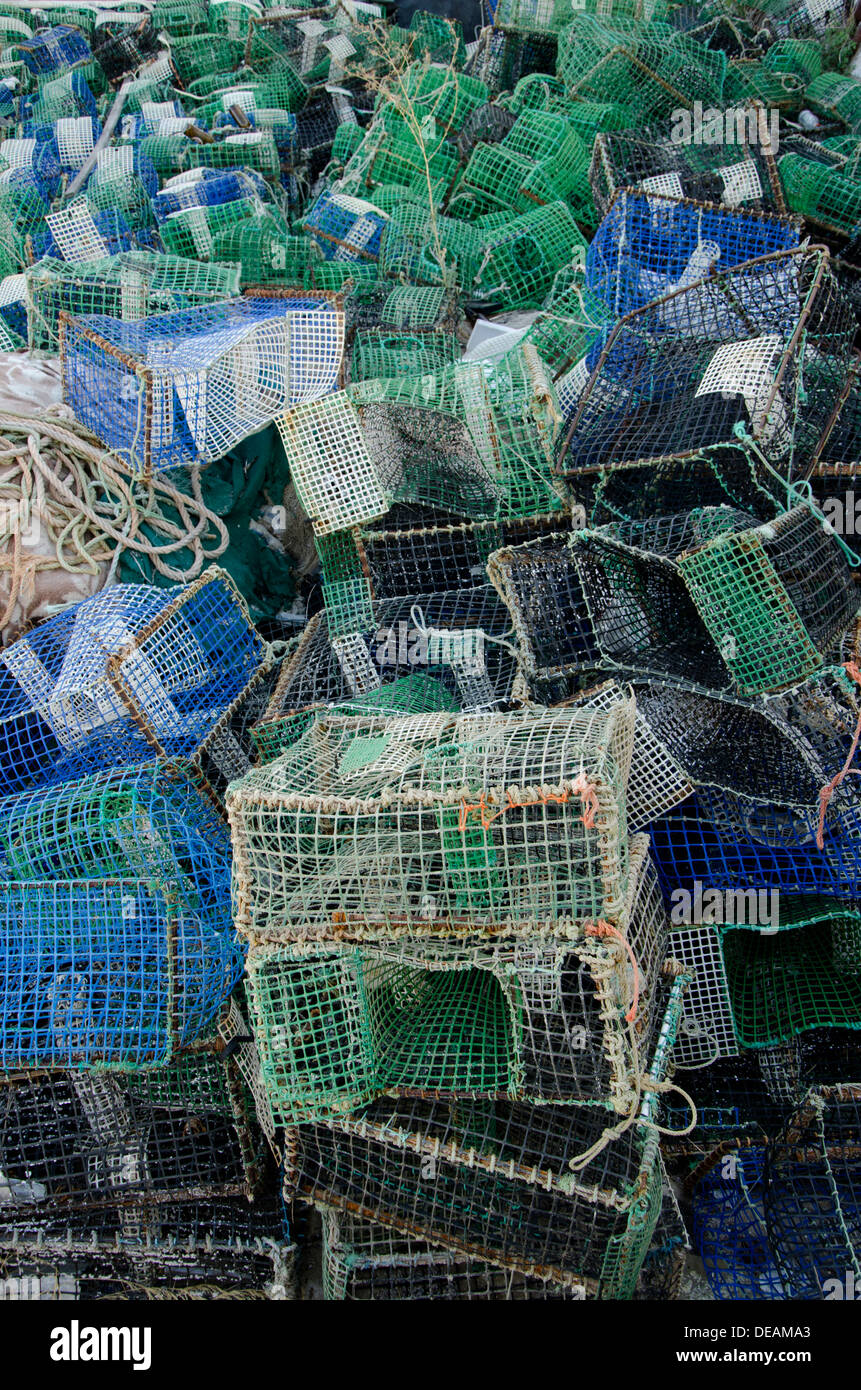 Redes de cangrejo en Sagres, Portugal Foto de stock