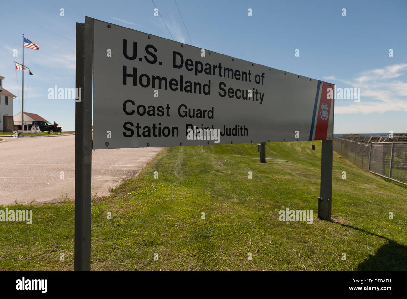 Departamento estadounidense de seguridad en el hogar Coast Guard Station Point Judith, Rhode Island Foto de stock