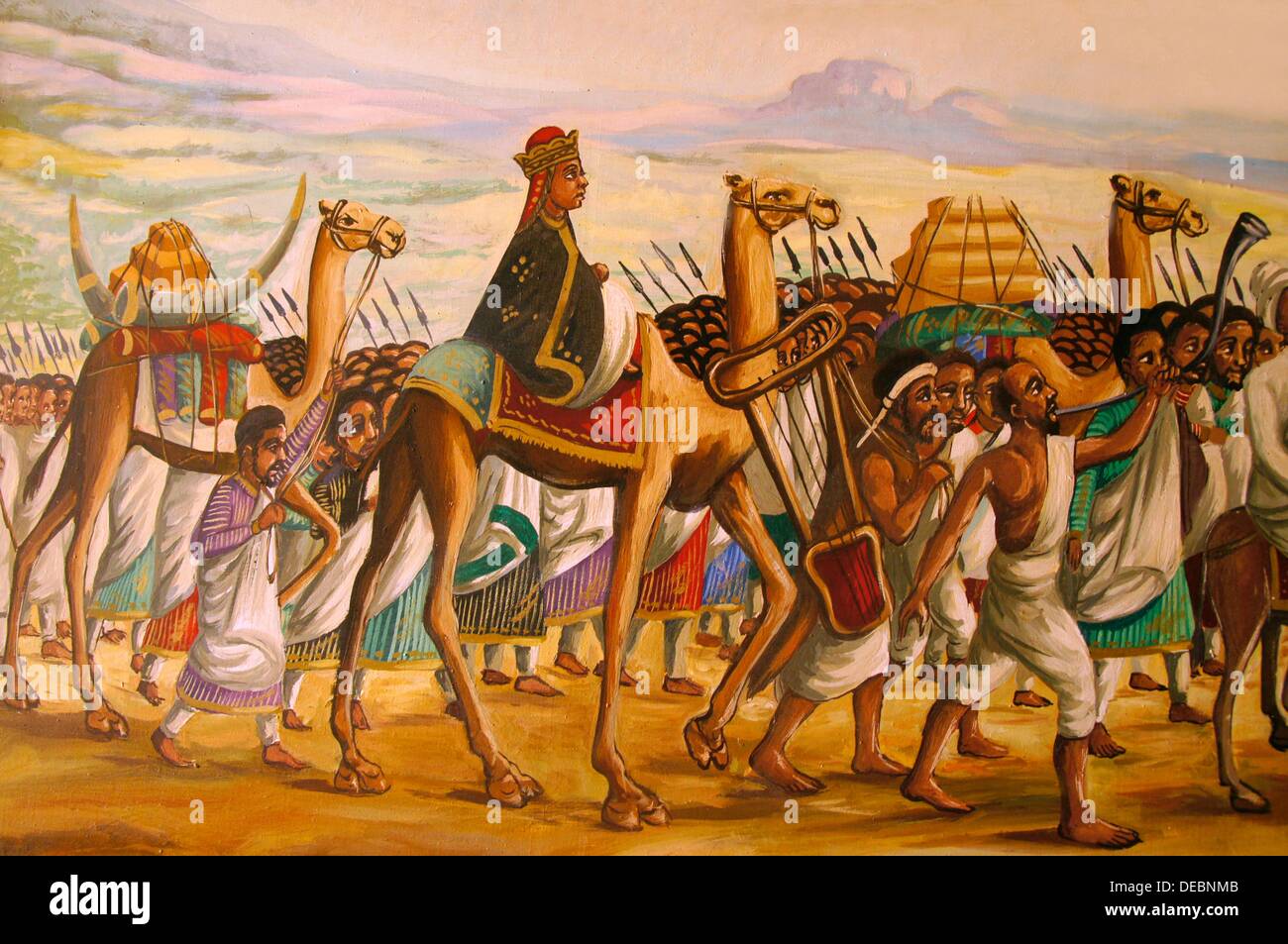Pintura representando a la Reina de Saba viajar a visitar el Rey Salomon,  Etiopía Fotografía de stock - Alamy