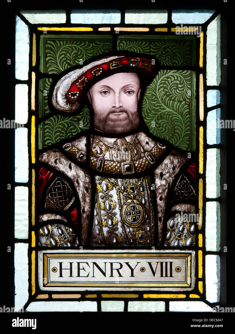 Henry VIII vidriera, Bridgnorth Ayuntamiento, Shropshire, RU Foto de stock