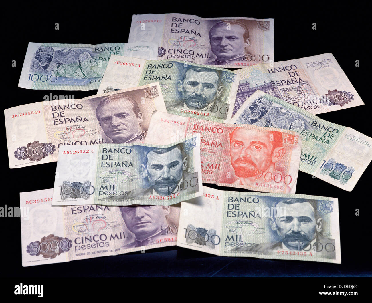 Billetes en pesetas españolas Fotografía de stock - Alamy