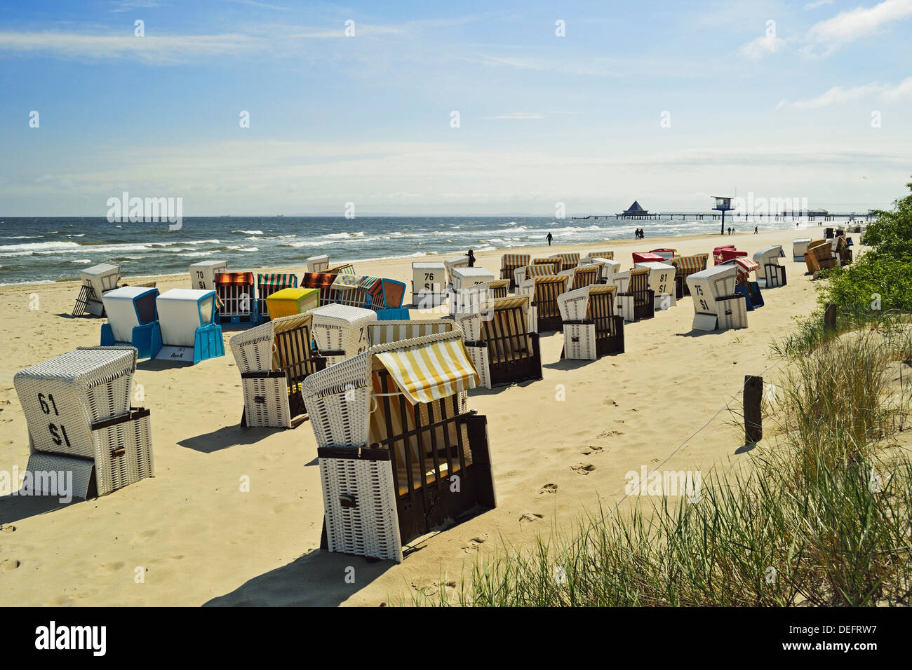 Sillas de playa, Usedom, Mecklemburgo-Pomerania Occidental, Alemania, Mar Báltico, Europa Foto de stock