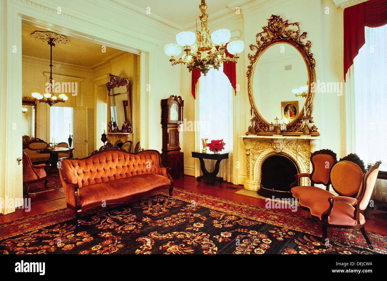 La Richards DAR Casa circa 1860. Italianate interior. Mobile, Alabama, Estados Unidos. Museo Correr por Daughters of the American Revolution Foto de stock