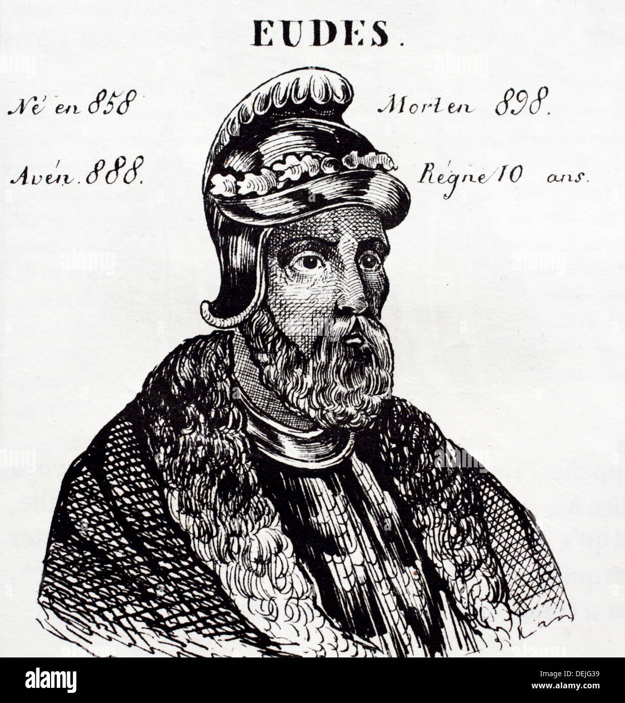 Eudes, rey de Francia desde 888 a 898. Historia de Francia, por J.Henry (París, 1842) Foto de stock