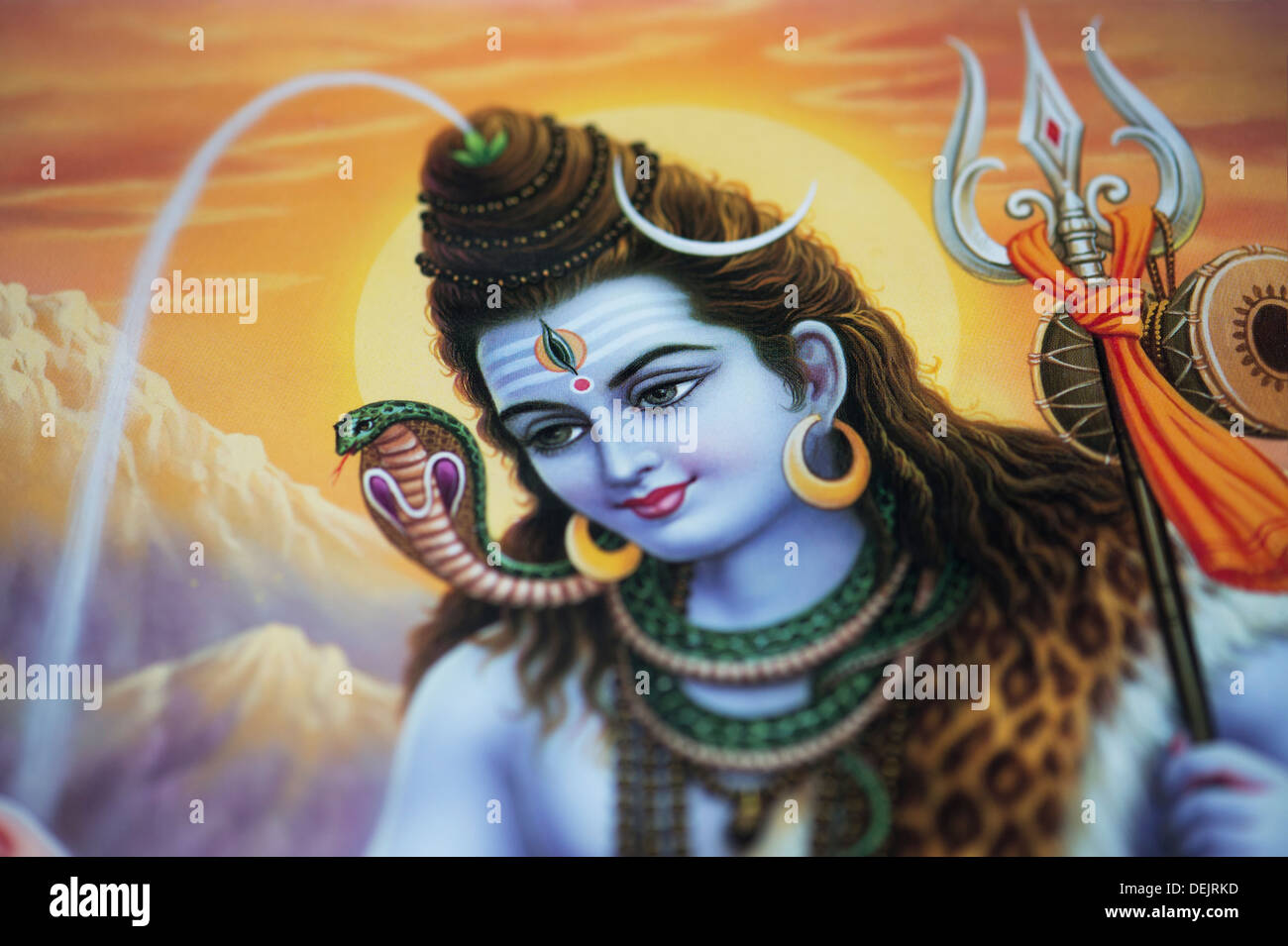 Señor Shiva en un póster hindú Foto de stock