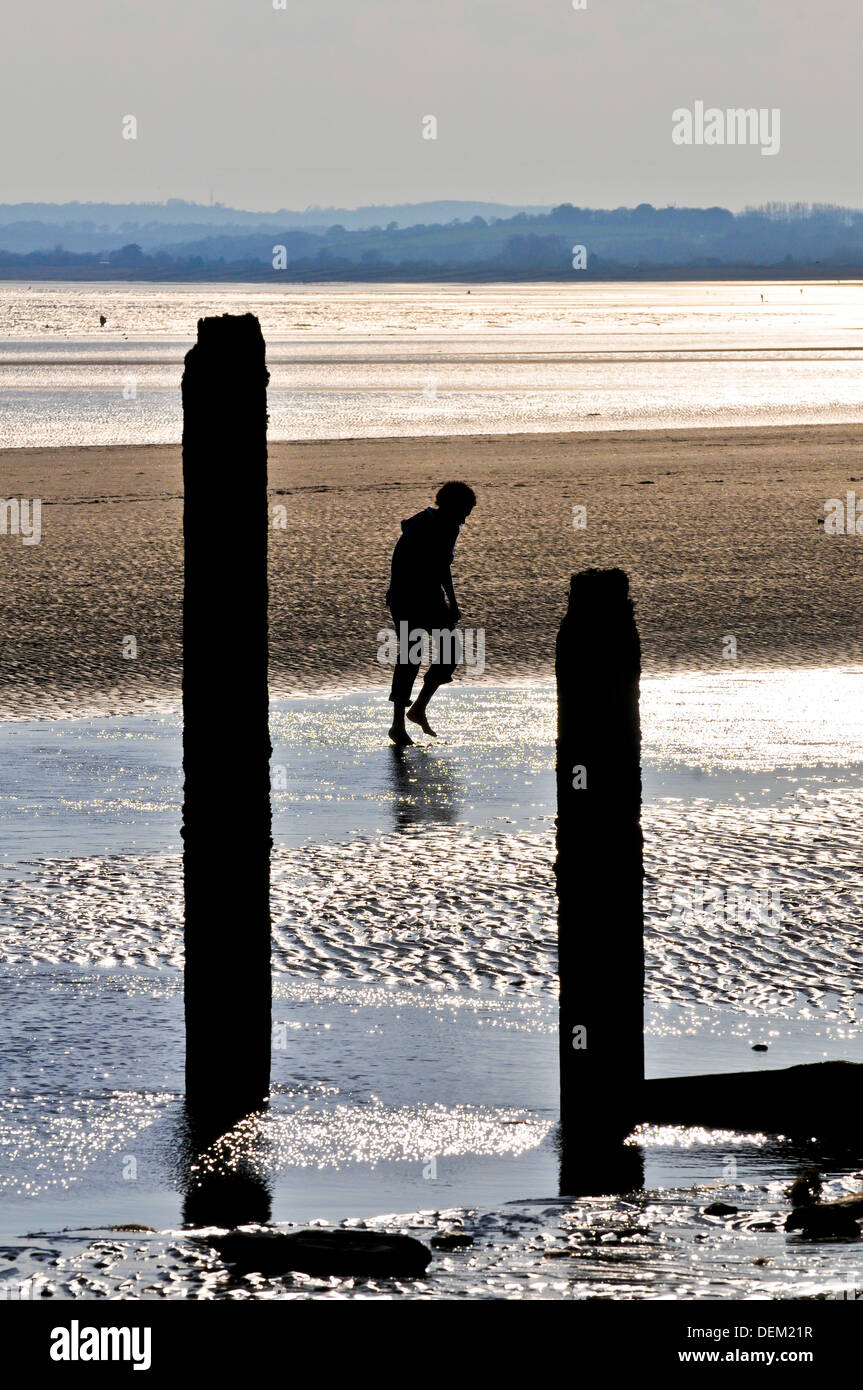 La gente en la playa,comba sands, Kent, Inglaterra, Reino Unido, Europa Foto de stock