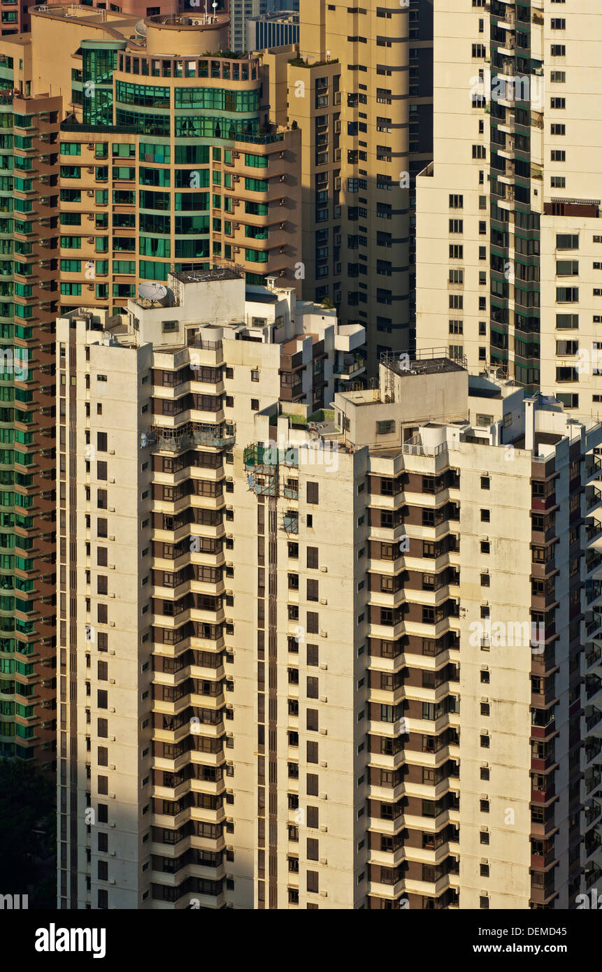 Alto aumento de edificios residenciales en el distrito Central, la Isla de Hong Kong, Hong Kong Foto de stock