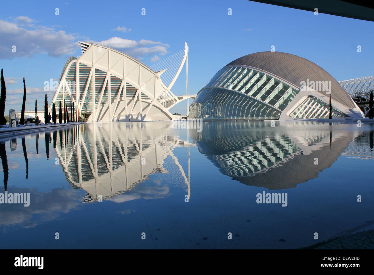 L'Hemisfèric y el Museo de la ciencia en la ciudad de Las Artes y las  Ciencias, Valencia, España se refleja en el agua de un estanque Fotografía  de stock - Alamy