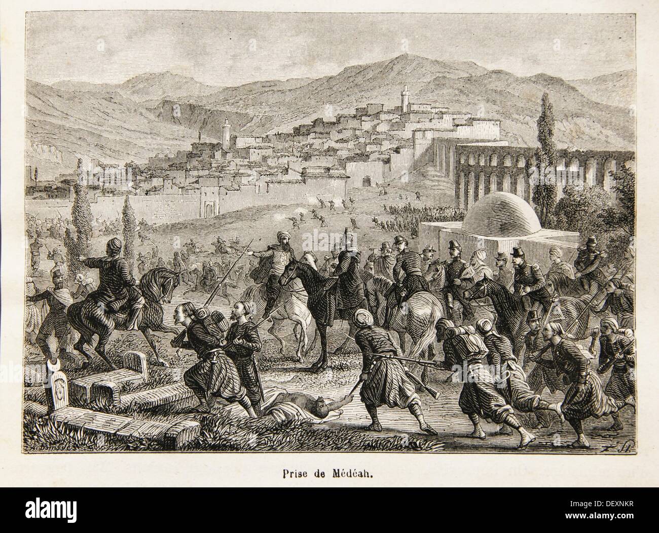 Captura de Medea, las tropas francesas durante la colonización de Argel, del siglo XIX. Foto de stock