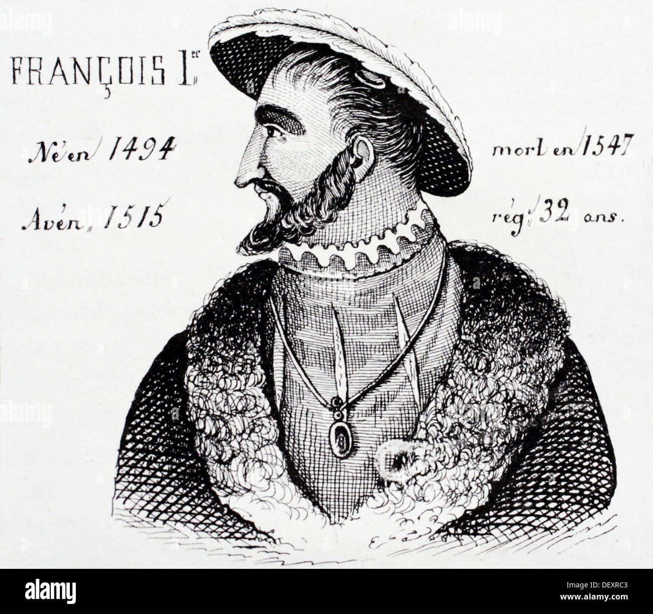 Francisco I, rey de Francia desde 1515 a 1547. Historia de Francia, por J.Henry (París, 1842) Foto de stock
