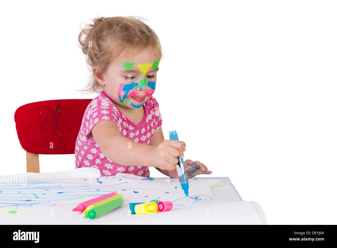 Niño Niña Aprendiendo A Dibujar Con Marcadores Para Colorear Su
