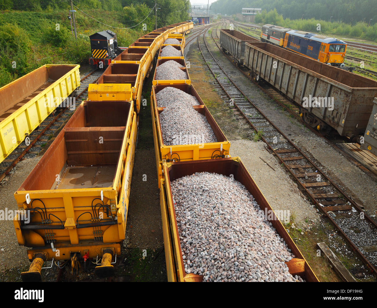 Patio de mercancías por ferrocarril. Foto de stock