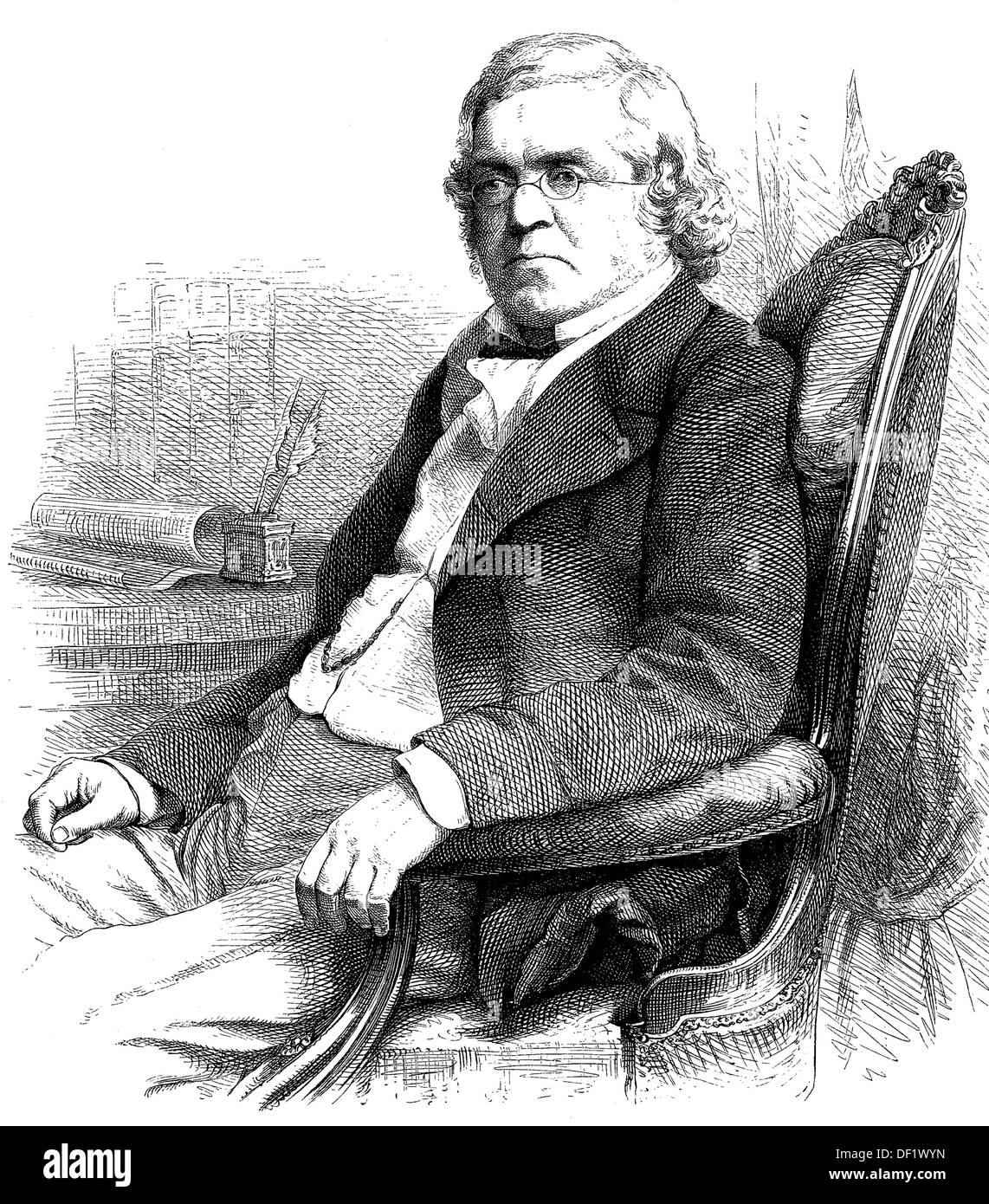 William Makepeace Thackeray, 1811-1863, fue un escritor inglés, xilografía de 1864 Foto de stock