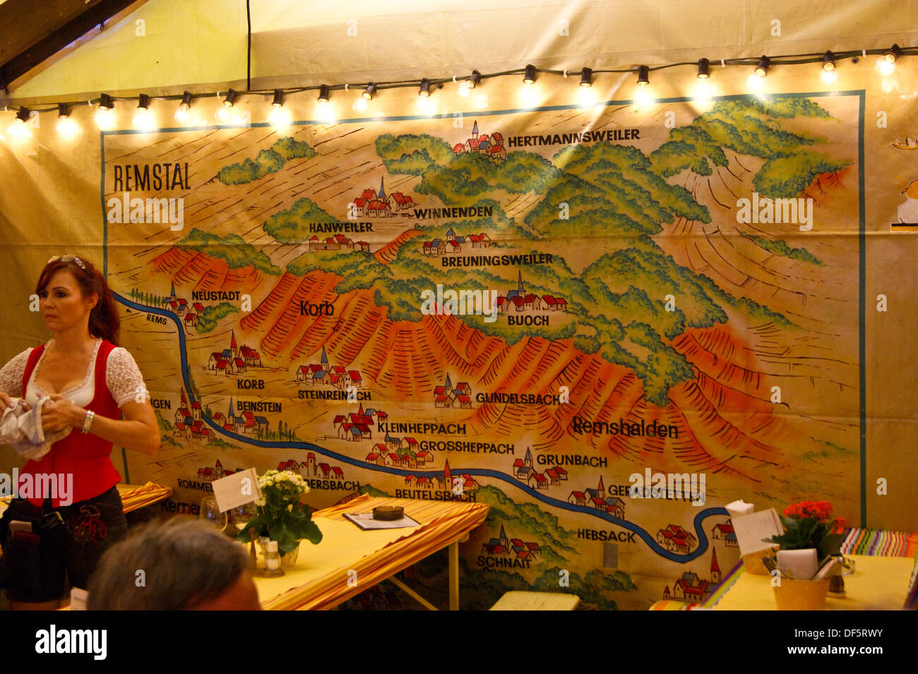 Mapa del vino de Stuttgart, Baden-Wurtemberg, Alemania Foto de stock