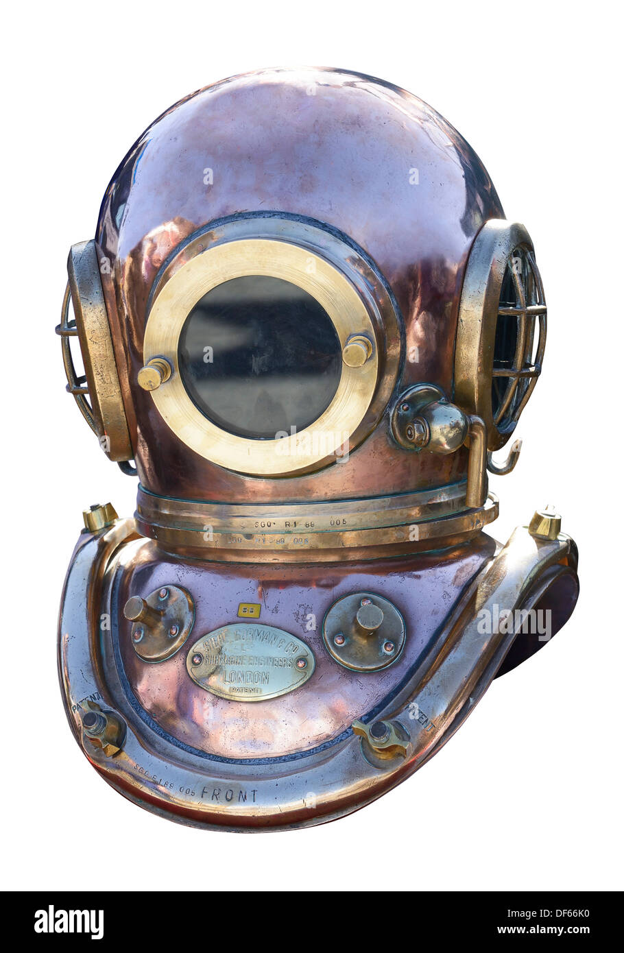 Vintage Retro casco de buceo en mar profundo de latón Foto de stock