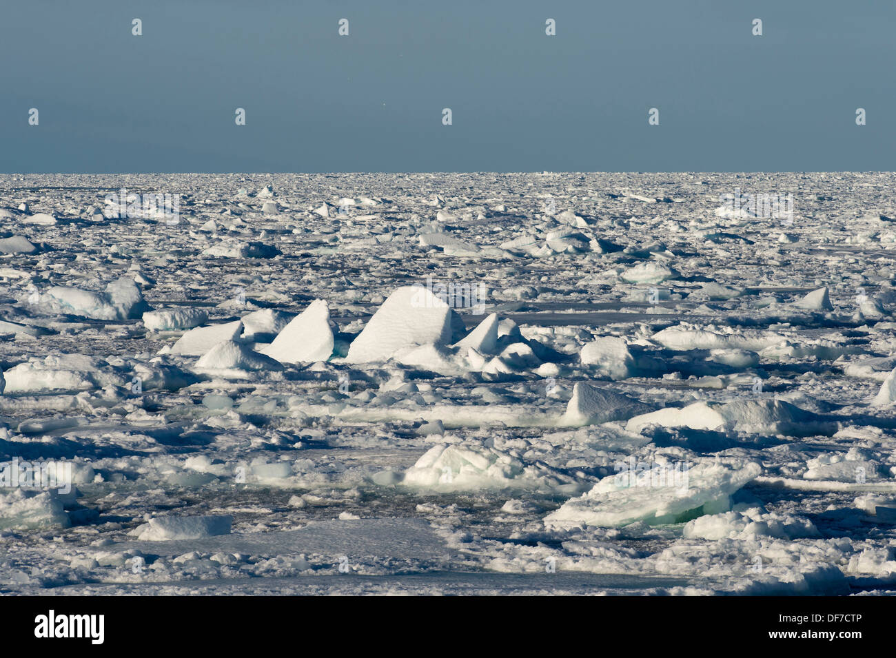 Apilamiento de témpanos de hielo, hielo, Arktischer Ozean oder Nordpolarmeer Spitsbergen, isla, archipiélago de Svalbard Foto de stock