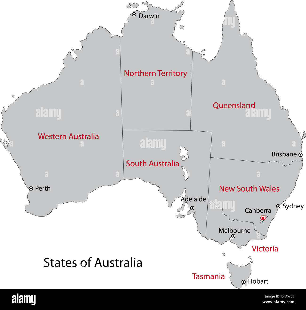 Australia mapa gris Foto de stock