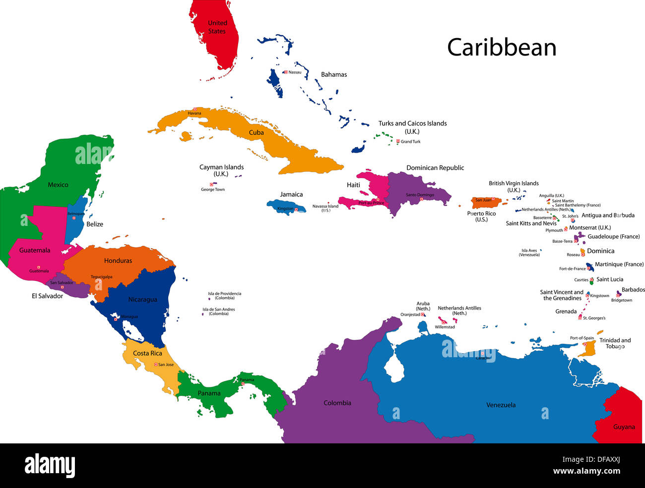 Mapa Caribe Fotografía de stock - Alamy