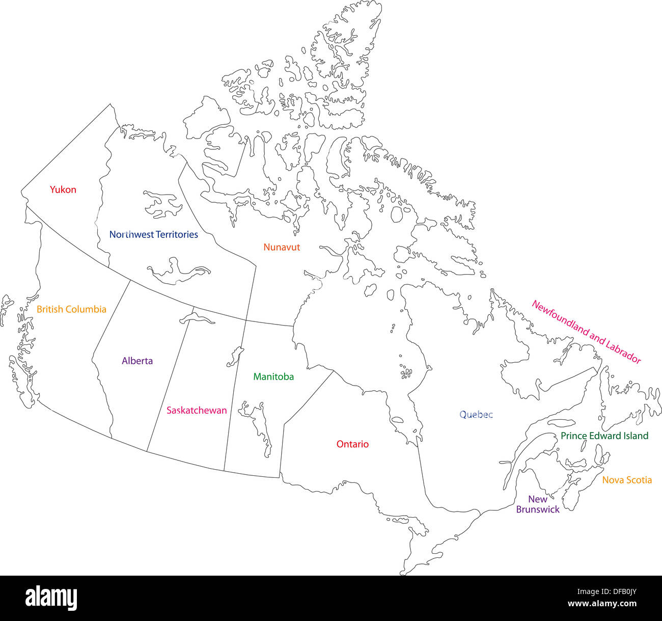 Esbozo Canadá mapa Foto de stock