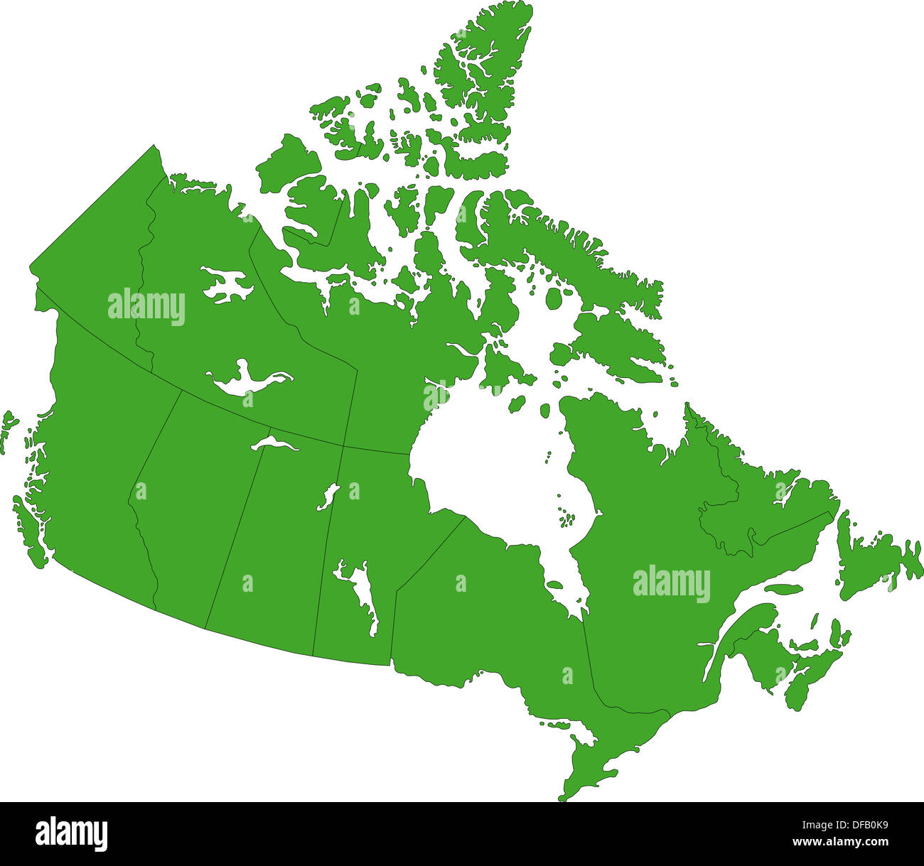 Canadá mapa verde Foto de stock